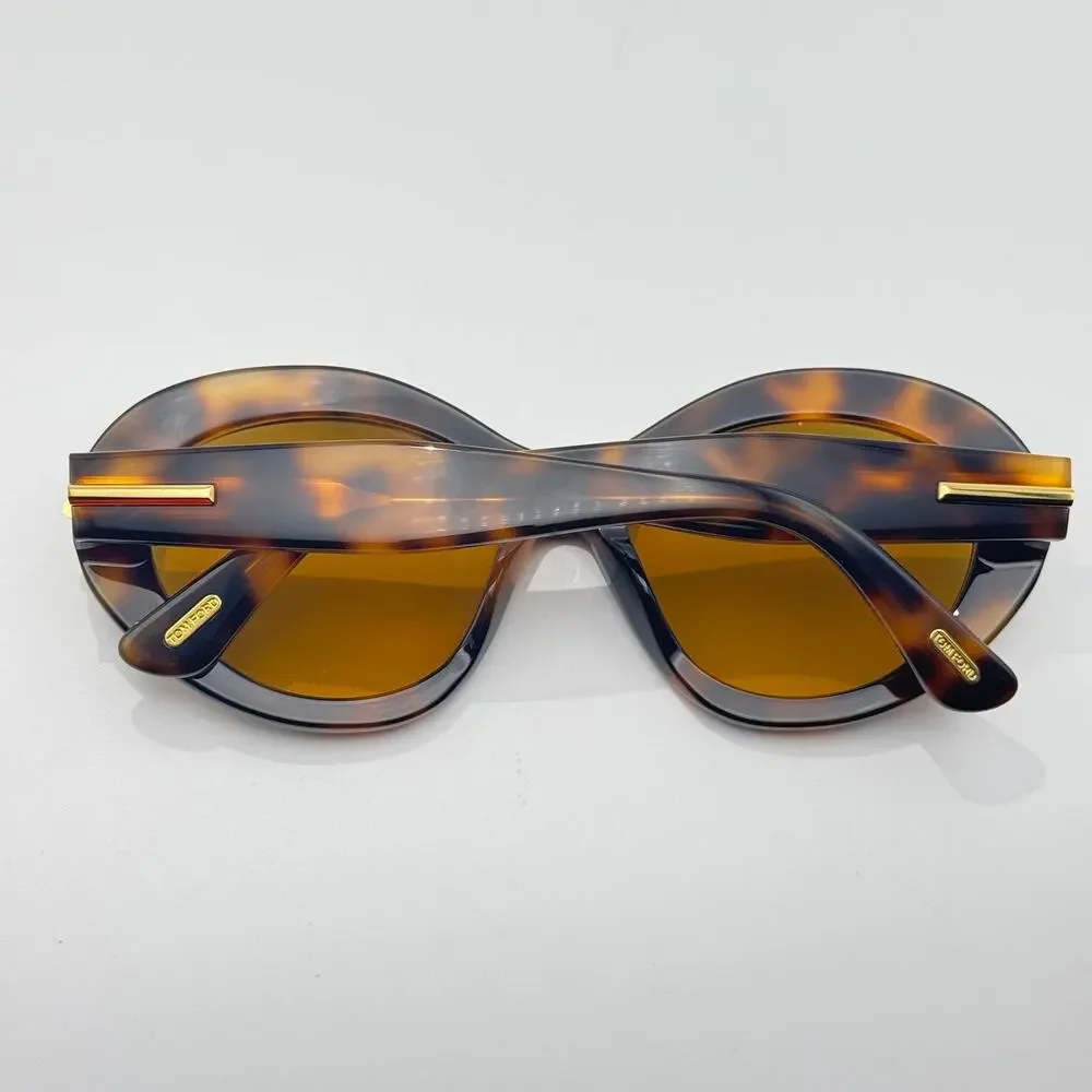 Tom Ford Sunglasses Icon FT1328 53E Havana Oval Frame Brown Lens 55-18-140 New